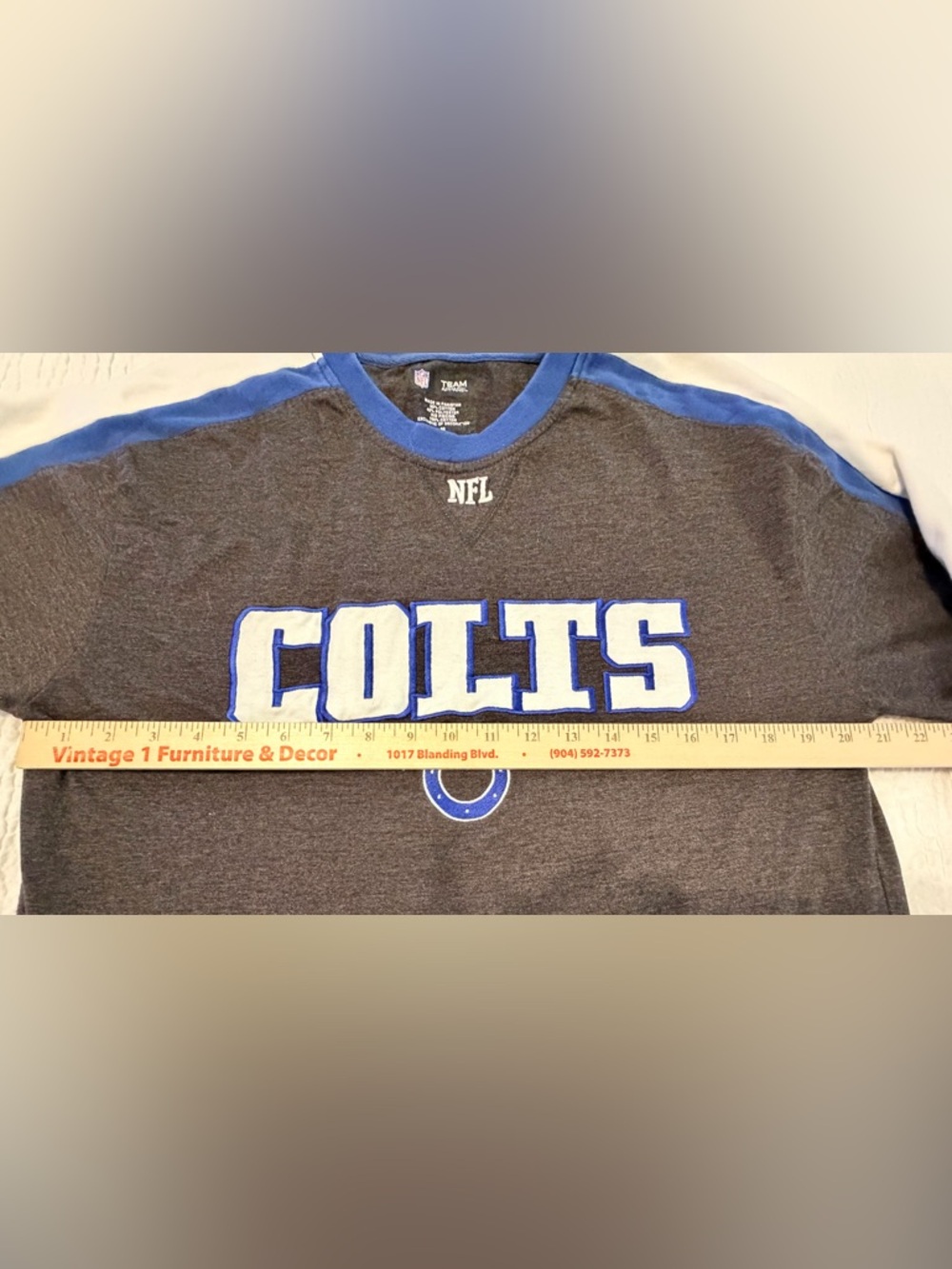 COLTS Team Apparel NFL Crewneck Sweatshirt in Blue & Gray - Picture 4 of 6